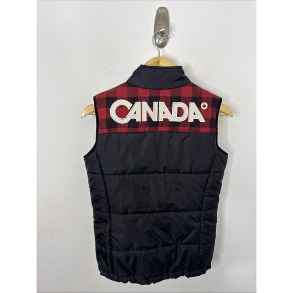 Hudson’s Bay Woman XS Olympic Canada Buffalo Plaid Vest Black - Picture 2 of 7
